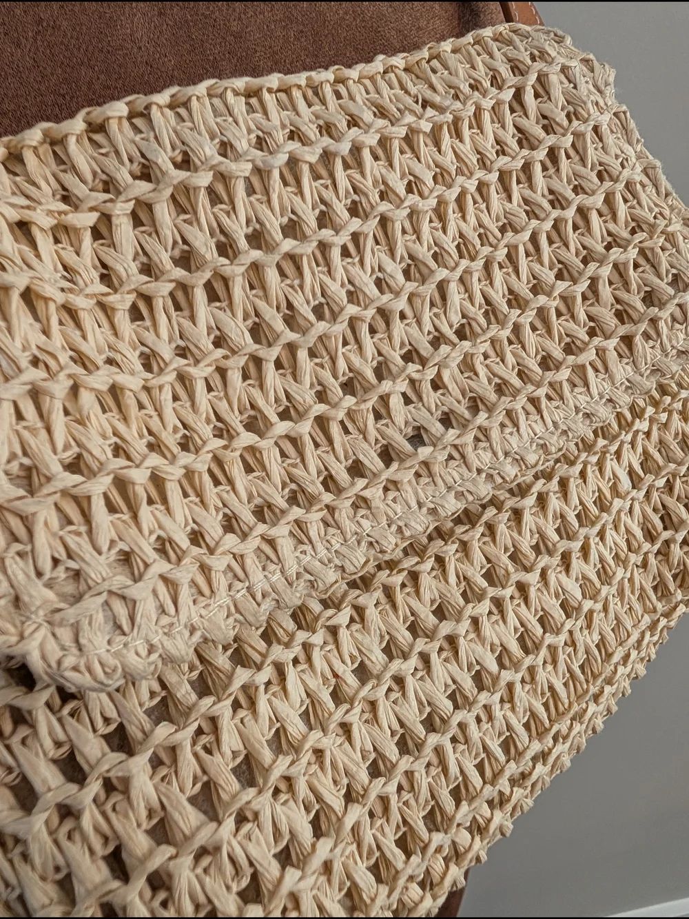 Universal Thread Cream Woven Shoulder Bag with Tan Strap